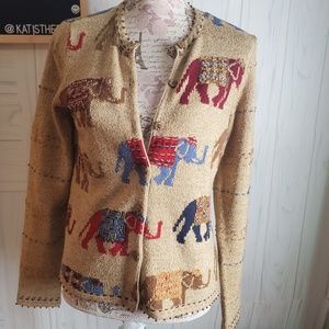 DAVID BROOKS HAND EMBR. SILK LINEN ELEPHANT CARD